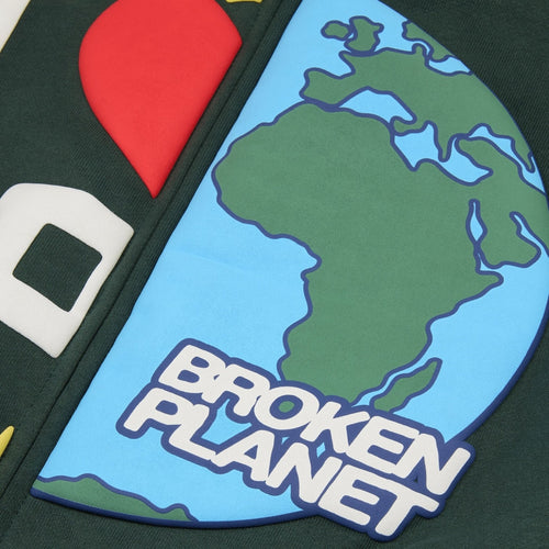 Broken Planet My Planet Zip Up Hoodie Emerald Green