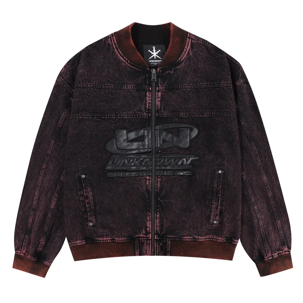 Unknown London Washed Denim Bomber Jacket