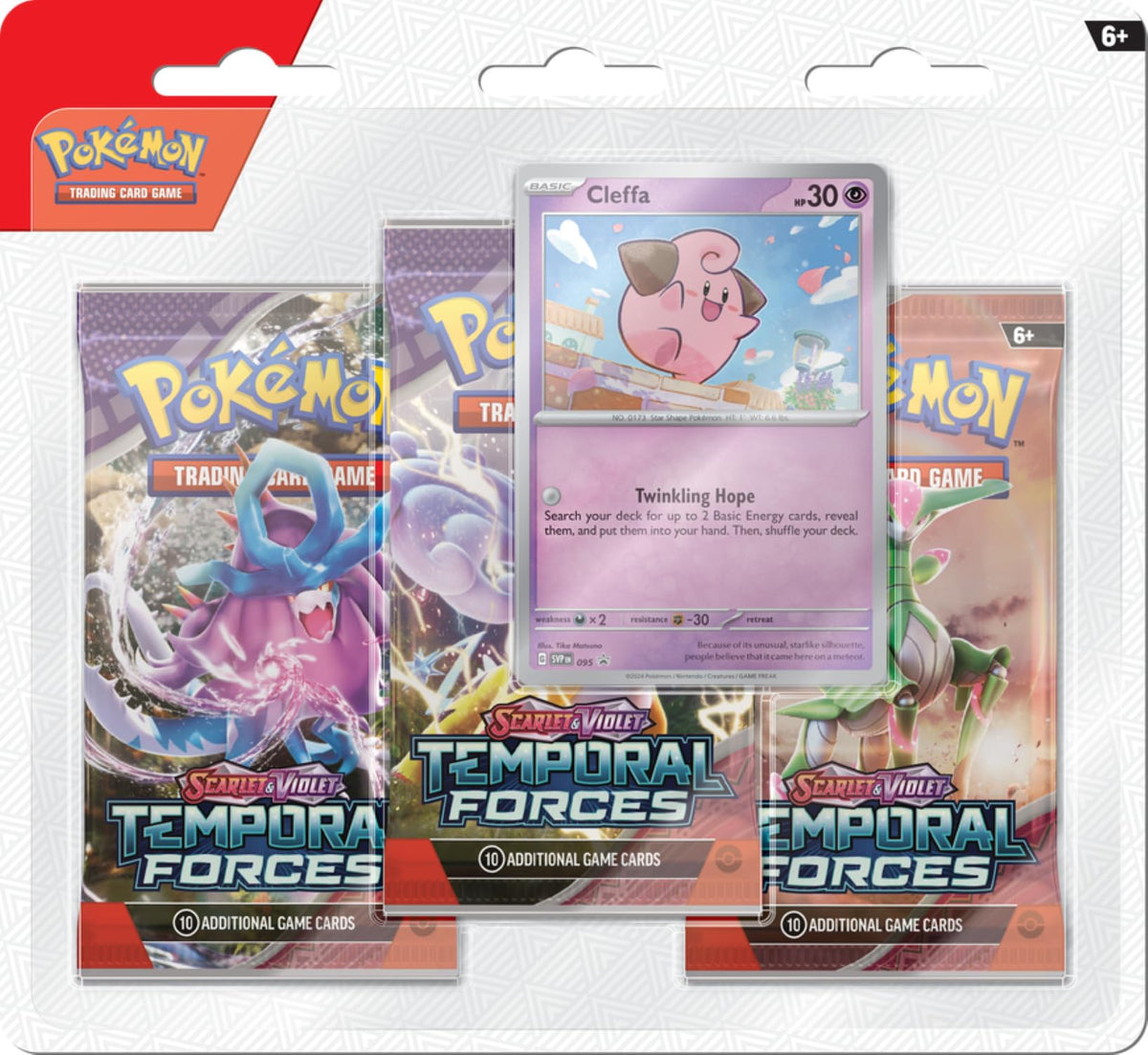 Pokemon TCG SV5 Temporal Forces 3Pk Blister – Cleffa Promo Card