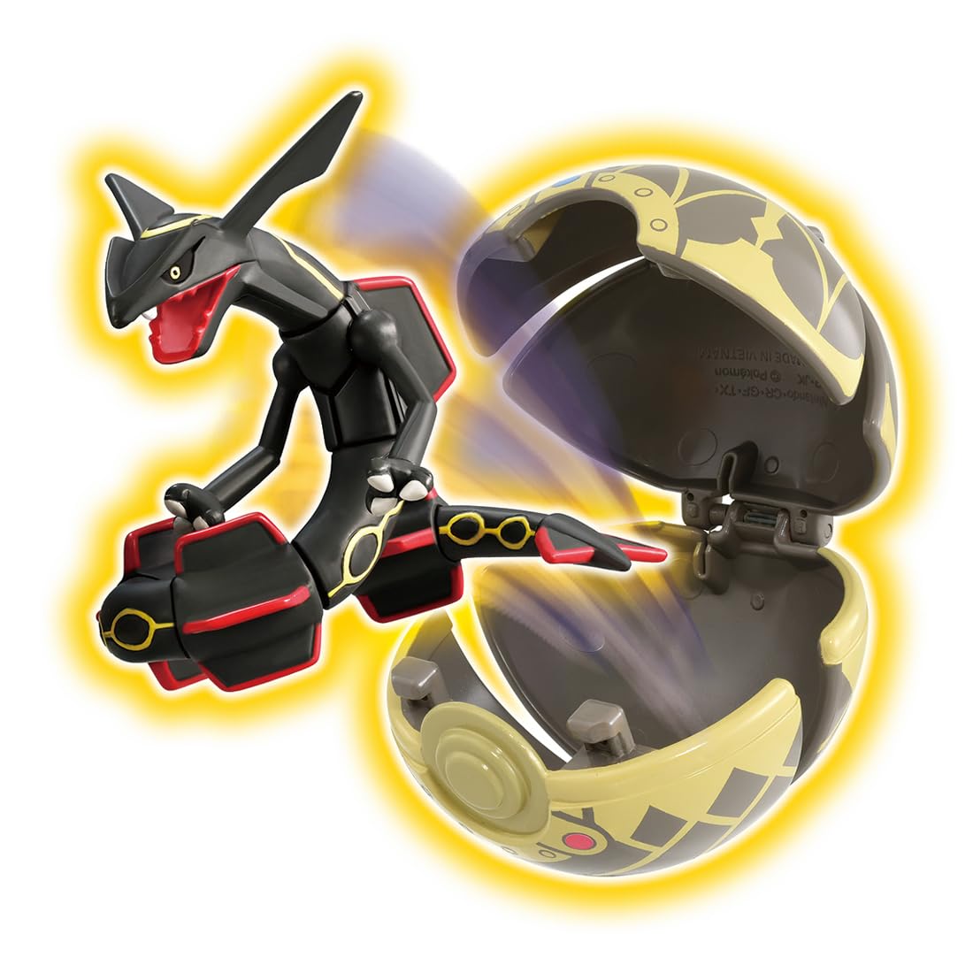 TAKARA TOMY Pokemon Moncolle Pokedelze Black Rayquaza (Ancient Pokeball) – Collectible Interactive Ball