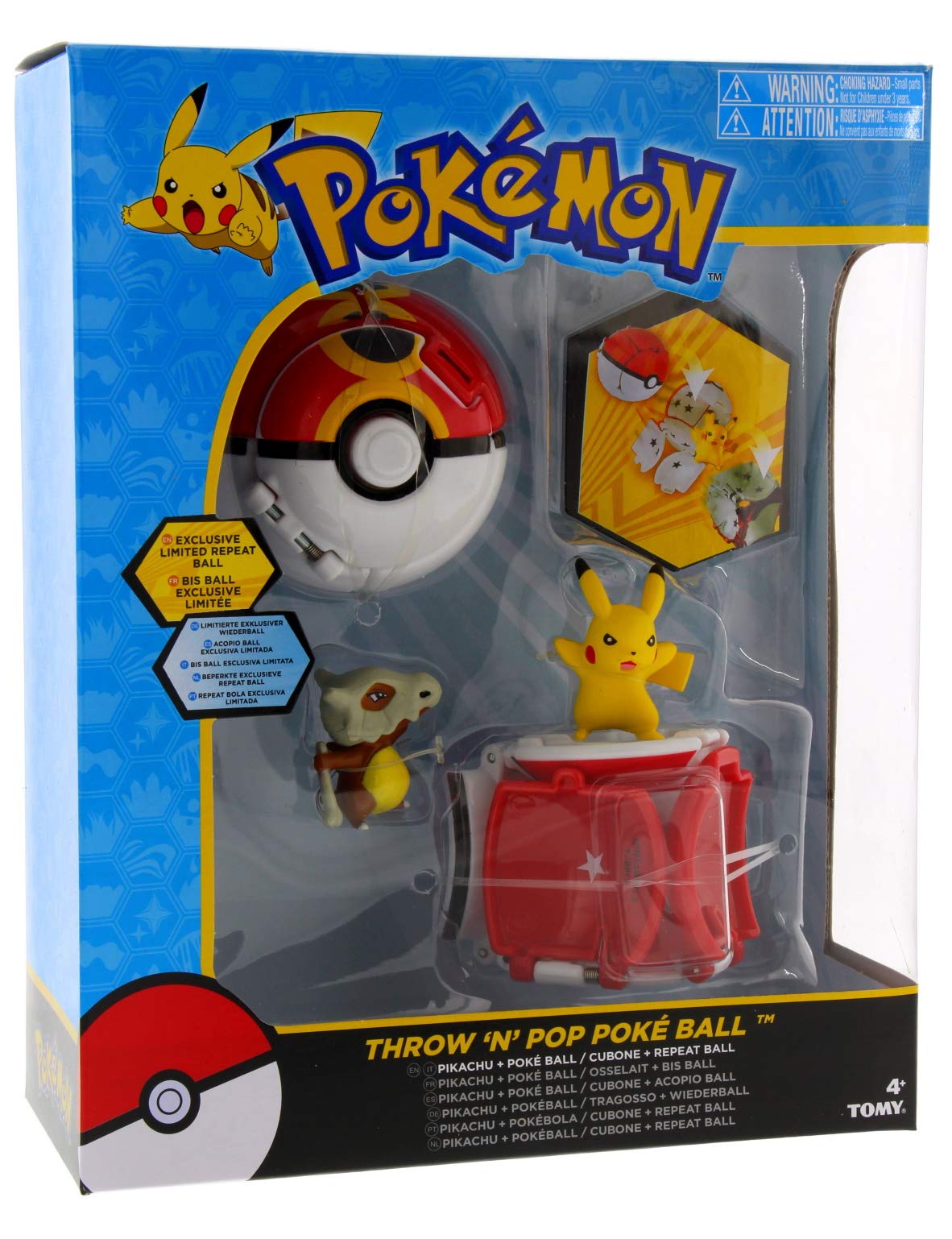 Tomy Pokemon Throw 'N' Pop Duel Pikachu Pokeball & Cubone Repeat Ball Figures