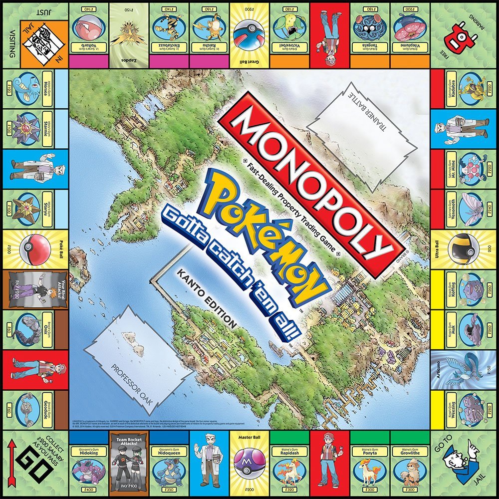 USAOPOLY MONOPOLY: Pokemon Kanto Edition - Gym-Themed Board Game